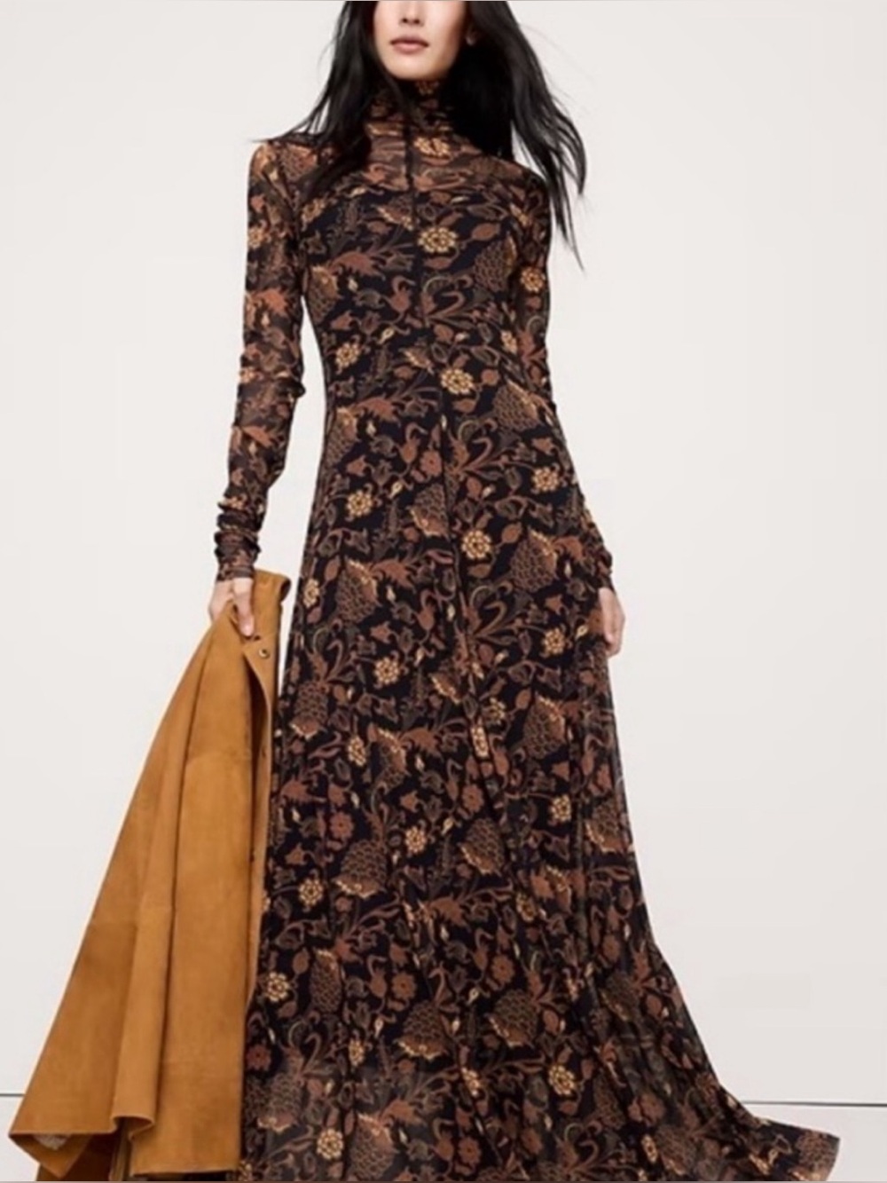 Banana Republic Long-Sleeve Mesh Maxi Dress